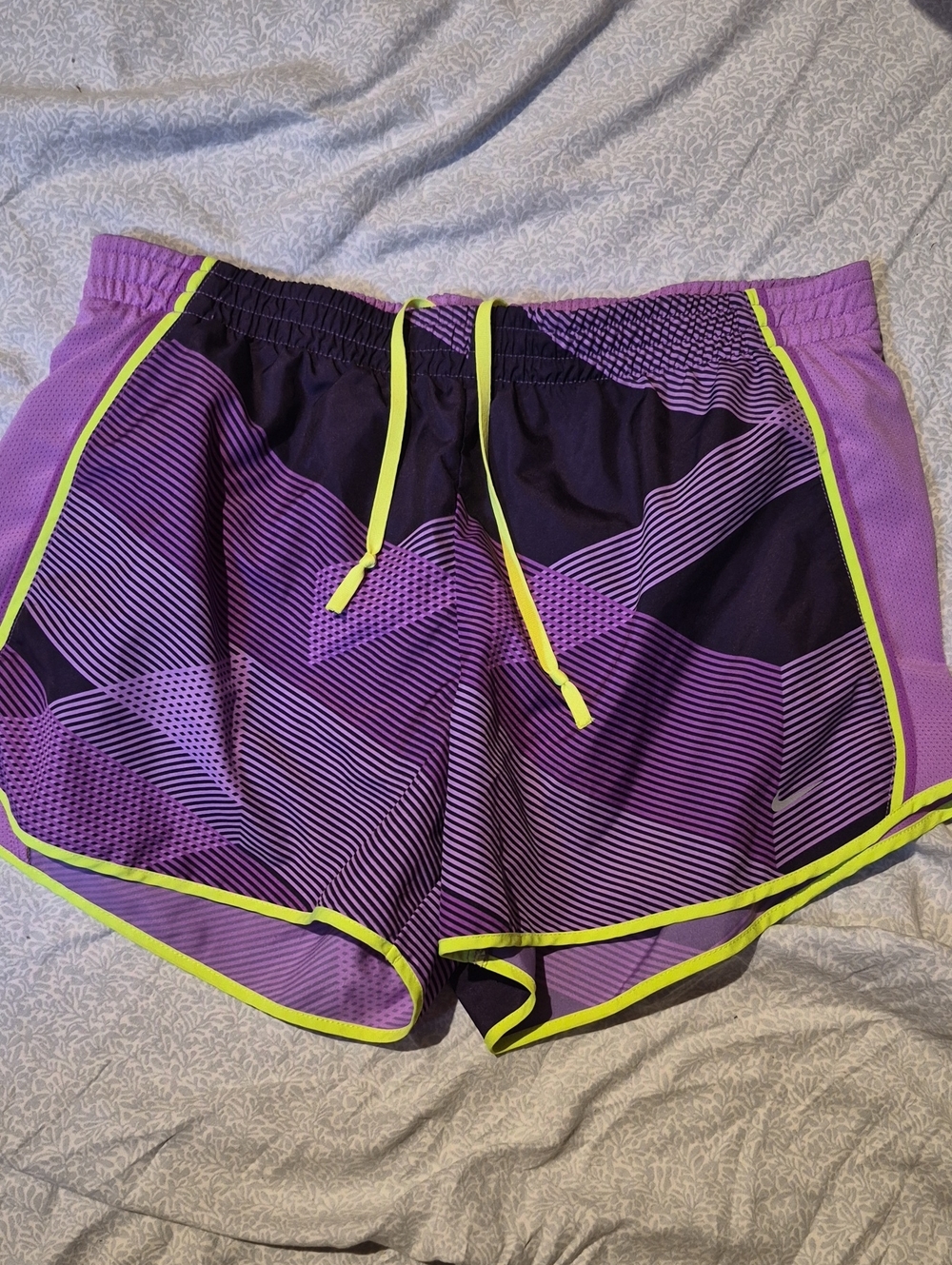 Nike Purple Running Shorts with Neon Yellow Trim